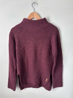 Roots Heritage Ribbed Mock Neck Sweater | Eggplant Purple | Size XS | EUC